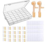 Caja de Almacenamiento de Hilo de Bordar, 2 Bobinadores de Hilo, Juego de Carretes de Hilo de Plástico Blanco de 200 Piezas, Pegatinas de Número de Hilo de 4 Hojas