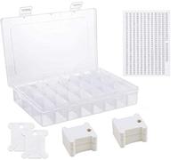 Caja De Almacenamiento De Hilo De Punto De Cruz De 24 Rejillas ,Con 50 Tableros De Bobinado,1 Pegatina De Número De Cable,Utilizado Para Punto De Cruz, Bordado