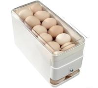 Caja de almacenamiento de huevos de plástico, diseño rodante, tapa desmontable, organizador de nevera para huevos de gallina fresca, 28 cm