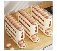 Caja de almacenamiento de huevos deslizante de 4 capas con rodillo automático, estilo de escalera, organizador de gran capacidad para puerta de refrigerador, recipiente de cocina para ahorrar espacio