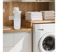 Caja de almacenamiento de jabón de lavandería con tapa funcional para organizar suministros de detergente en polvo y líquido (redondo (1800 ml)