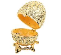 Caja de Almacenamiento de Joyas, Estilo Huevo de Fabergé Dorado Vintage, Caja de Joyería para Collar, Pulsera, Baratija, Decoración de Escritorio para el Hogar, Regalos, para Anillos, Pendientes,