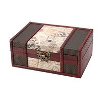 Caja de Almacenamiento de Joyas y Libros de Madera Vintage de Tamaño Pequeño, Organizador con Patrón de Loto para Documentos Bíblicos (Sellos con candado)