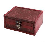 Caja de almacenamiento de joyería de madera vintage con cierre de hebilla, caja organizadora retro para aretes, anillos, collares, caja de organización decorativa para el hogar, 14,5 x 11,5 x 6,5 cm