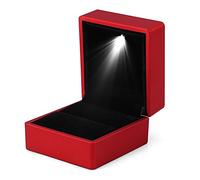 Caja de Almacenamiento de Joyería Iluminada con LED, Display Case para Anillos de 4 Colores Modernos, Regalo Ideal para Proposición, Compromiso o Boda