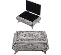 Caja de Almacenamiento de joyería Vintage Adorno de contenedor de Recuerdo de joyería de aleación de Zinc Tallada de Flor Rosa