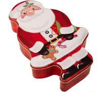Caja de almacenamiento de lata con motivos de hombre festivo y alce, contenedor de hojalata de temporada con ranura para fichas para galletas, caramelos, objetos pequeños, organizador decorativo