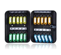 Caja de almacenamiento de llaves montada en la pared con cerradura de contraseña de 48 bits, gabinete de gestión segura de llaves para oficina en casa y bienes raíces, color negro, 25 x 20 x 8 cm