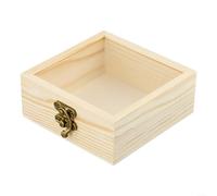 Caja de almacenamiento de madera, 4 tamaños disponibles, contenedor de madera para recuerdo, organizador de joyas, tapa con bisagras, acabado natural para decoración del hogar, cocina, comedor (12 x