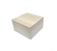 Caja de almacenamiento de madera clara sin terminar con tapa con bisagras para manualidades, colección de joyas, recuerdos de boda, cajas de Nochebuena, organizador del hogar, 8 cm-13 cm (10,5 x 10,5