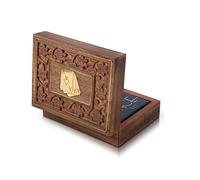 Caja de almacenamiento de madera clásica hecha a mano, con un juego de tarjetas de juego de alta calidad 'Ace', regalo de inauguración de la casa para él
