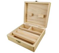 Caja de almacenamiento de madera con cerradura de metal caja de liar de 3 compartimentos con bandeja para liar caja de almacenamiento para puros y tabaco de 6,7x5,9x2,4 pulgadas