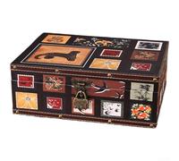 Caja de almacenamiento de madera con detalles de cuero y mecanismo de bloqueo de aleación que refleja los principios de diseño chino consagrados (D 32 x 24 x 12)