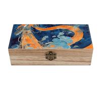 Caja de almacenamiento de madera con diseño de canciones femeninas orientales, grandes cajas de madera estilo retro con tapa abatible de 7.9 x 3.9 x 2.3 pulgadas, caja de recuerdos para manualidades D