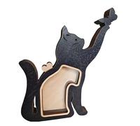 Caja de almacenamiento de madera con forma de gato, estante de escritorio, soporte decorativo para cenizas, dientes, uñas, huesos, amantes de las mascotas, amigos, cumpleaños, sala de estar