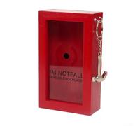 Caja de almacenamiento de madera con martillo para ahorrar dinero, diseño de brigada de bomberos, soporte transparente para billetes y monedas de papel, uso práctico (17 x 10 x 4,5 cm)
