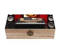 Caja de almacenamiento de madera con tapa para estudio de música. Caja de madera para decoración del hogar. Perfecta para guardar recuerdos.