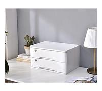 Caja de almacenamiento de madera en D con cerradura de 2 cajones, gabinete de almacenamiento plano seguro para documentos y gestión de datos, perfecto para uso doméstico y de oficina