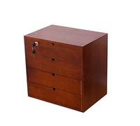 Caja de almacenamiento de madera maciza, archivador de escritorio con cerradura, cómoda rústica para oficina y hogar, cajones de escritorio escolar y accesorios, 4 capas