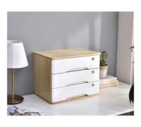 Caja de almacenamiento de madera maciza, archivador de escritorio rústico con cerradura de 1/2/3/4 cajones para suministros de oficina, hogar, escuela, solución de almacenamiento