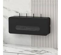 Caja de almacenamiento de madera maciza con WiFi montada en la pared, organizador de enrutador con gestión de cables (Svart 50 x 20 x 13 cm)