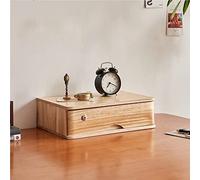 Caja de almacenamiento de madera maciza, escritorio con cerradura con llave y cajones, tamaño A4, soporte para documentos y recibos, cajón plano, suministros de oficina, elegante decoración del hogar