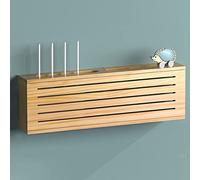 Caja de almacenamiento de madera montada en la pared con tapa de enchufe para enrutador inalámbrico tipo D, organizador de cables para oficina en casa, fácil instalación y solución de ahorro de