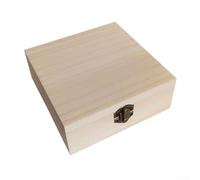 Caja de almacenamiento de madera natural con hebilla de metal, cofre rectangular vintage para joyas, té, granos de café, organizador compacto para estante de escritorio de oficina en casa, 24 x 13 x