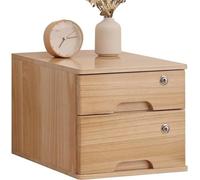 Caja de almacenamiento de madera, organizadores de escritorio de madera maciza con cajón, archivador plano A4, caja organizadora de cajones for suministros de oficina escolar, 4 tamaños(A,2 drawer)