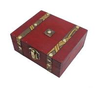 Caja de almacenamiento de madera oscura para organización de joyas y decoración del hogar con detalles de bronce oxidado y lenguaje de diseño nostálgico para interiores modernos (A)