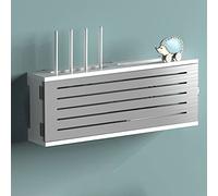 Caja de almacenamiento de madera para enrutador WiFi, estante montado en la pared para enrutador inalámbrico y cubierta de enchufe tipo C con instalación sin agujeros, organiza y oculta cables y