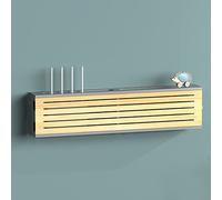 Caja de almacenamiento de madera para enrutador WiFi montado en la pared con cubierta de enchufe tipo E