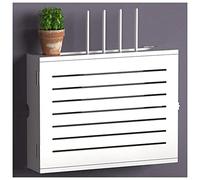 Caja de almacenamiento de madera para montaje en pared, con WiFi, para el hogar, dormitorio, sala de estar, color blanco, 42,4 x 32,4 x 10 cm