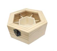 Caja de almacenamiento de madera, recuerdo hexagonal, organizador de escritorio, soporte para baratijas, caja de madera pintable, para regalo de bautizo de boda