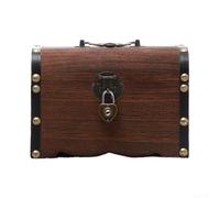 Caja de almacenamiento de madera retro con cerradura, cofre del tesoro