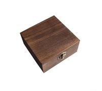 Caja de almacenamiento de madera retro, estuche de baratija con hebilla de metal, organizador de madera natural para joyas, té, granos de café, caja hecha a mano para decoración de escritorio (C)