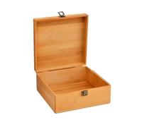Caja de almacenamiento de madera sin tratar Caja de almacenamiento madera con tapa hecha a mano, gran capacidad, Rectangular, Retro, cerradura Metal, suministros, Cofre del Tesoro(S14.5x14.5x10cm)