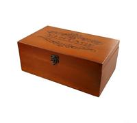 Caja de almacenamiento de madera vintage con cerradura, baúl de recuerdo retro para letras joyas, organizador de cajones de escritorio para oficina en casa (L)