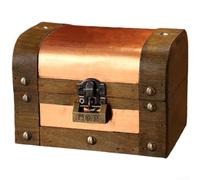 Caja de almacenamiento de madera vintage con cerradura, organizador de escritorio retro para joyas y documentos, baúl de recuerdo seguro para objetos de valor y accesorios, hogar resistente (F)