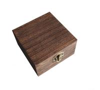 Caja de almacenamiento de madera vintage con hebilla de metal, organizador de joyas de madera natural para escritorio, funda retro abatible para accesorios, té, granos de café (oscuro 10 x 10 x 6)