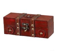 Caja de almacenamiento de madera vintage, organizador de joyas antiguas y estuche de recuerdo retro, baúl decorativo hecho a mano para decoración del hogar, pequeño soporte de exhibición de baratijas