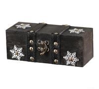 Caja de almacenamiento de madera vintage, organizador de joyas antiguas y estuche de recuerdo retro, baúl decorativo hecho a mano para decoración del hogar, pequeño soporte de exhibición de baratijas