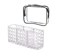Caja de almacenamiento de maquillaje 1pc, bolsa de almacenamiento de 1pc, caja de almacenamiento de pinceles de maquillaje de 3 ranuras, caja de almacenamiento de cristal transparente