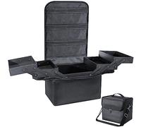 Caja de Almacenamiento de Maquillaje: Bolsa de Maquillaje Profesional con Compartimentos para Maquillaje y cosméticos, Black, Black B