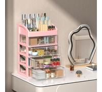 Caja de almacenamiento de maquillaje multifuncional con cajones, organizador de cosméticos ajustable para tocador, baño, escritorio, vitrina acrílica transparente