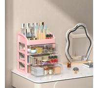Caja de almacenamiento de maquillaje multifuncional con cajones, organizador de cosméticos ajustable para tocador, baño, escritorio, vitrina acrílica transparente