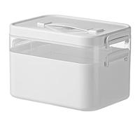 Caja de almacenamiento de medicamentos, caja de almacenamiento de primeros auxilios de 2 niveles con asa y compartimento extraíble, contenedor multifuncional para medicamentos, artilugios, cosméticos