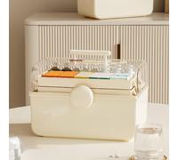 Caja de Almacenamiento de Medicamentos, Plástico Multicapa, Kit de Ayuda Portátil, Contenedor, Kit de Emergencia Familiar, Organizador con Asa Superior, Caja de Almacenamiento de Primeros Auxilios, Al