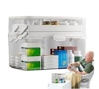 Caja de almacenamiento de medicina, organizador de medicina | Organizador de gabinete para el hogar,Mejorar herramientas de medicamentos de 3 niveles extraíbles con bandeja para la familia, hombres