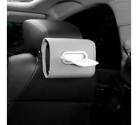 Caja de almacenamiento de pañuelos colgante para coche con exterior de piel sintética, bandas elásticas para sostener paquetes de pañuelos de todos los tamaños, se adapta a múltiples lugares